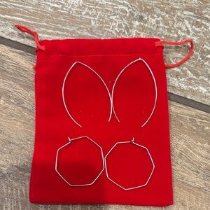 Silver Hoop Earrings Set